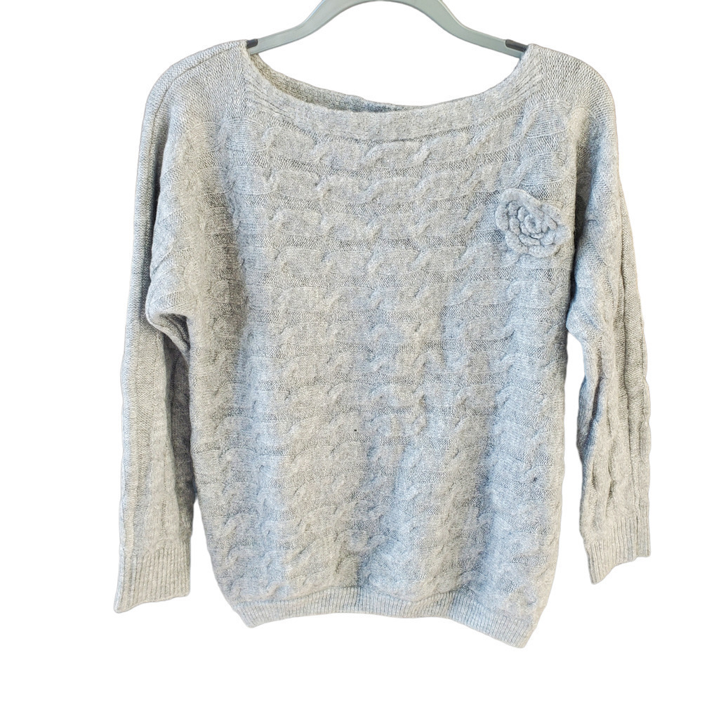Military Hippie Forever Roses Grey Knit Sweater Size 1X NWT